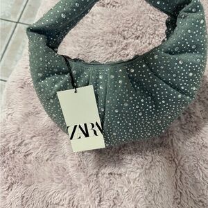 Zara Green Handbag with Silver Accents